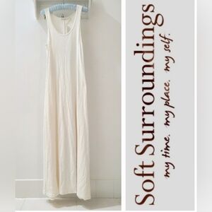 Soft Surroundings FIONA Cotton Maxi Tank Dress in Ecru Sz S NWT